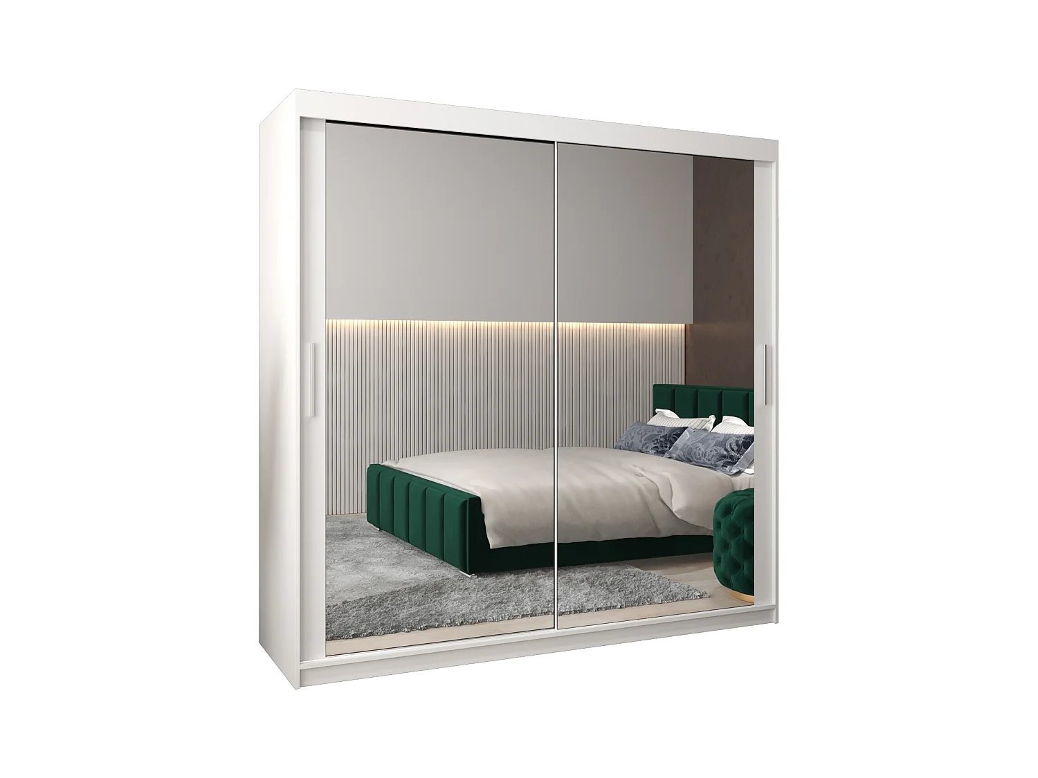 Schwebetürenschrank Tokyo 3 200/200/62 2-Türig (Weiß)