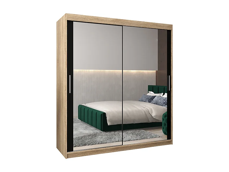 Armoire Tokyo 3 À Portes Coulissantes 200/180/62 2 portes (Sonoma/Noir)
