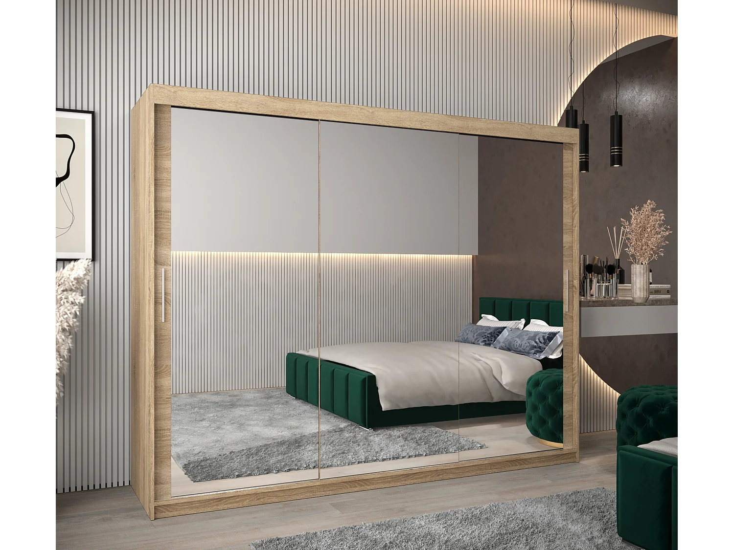 Armoire Tokyo 3 À Portes Coulissantes 200/250/62 3 Portes (Sonoma/Sonoma)