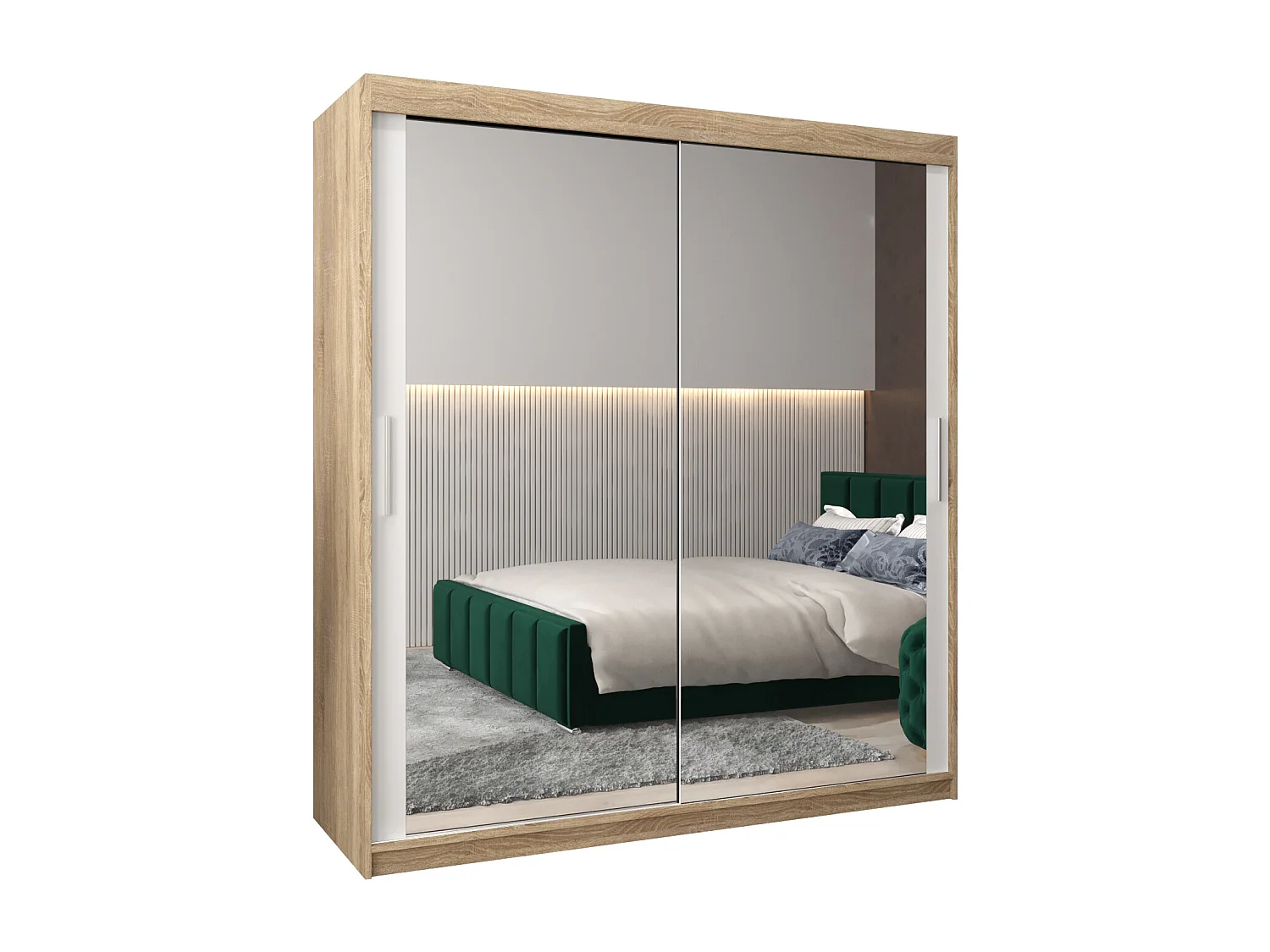 Armoire Tokyo 3 À Portes Coulissantes 200/180/62 2 portes (Sonoma/Blanc)