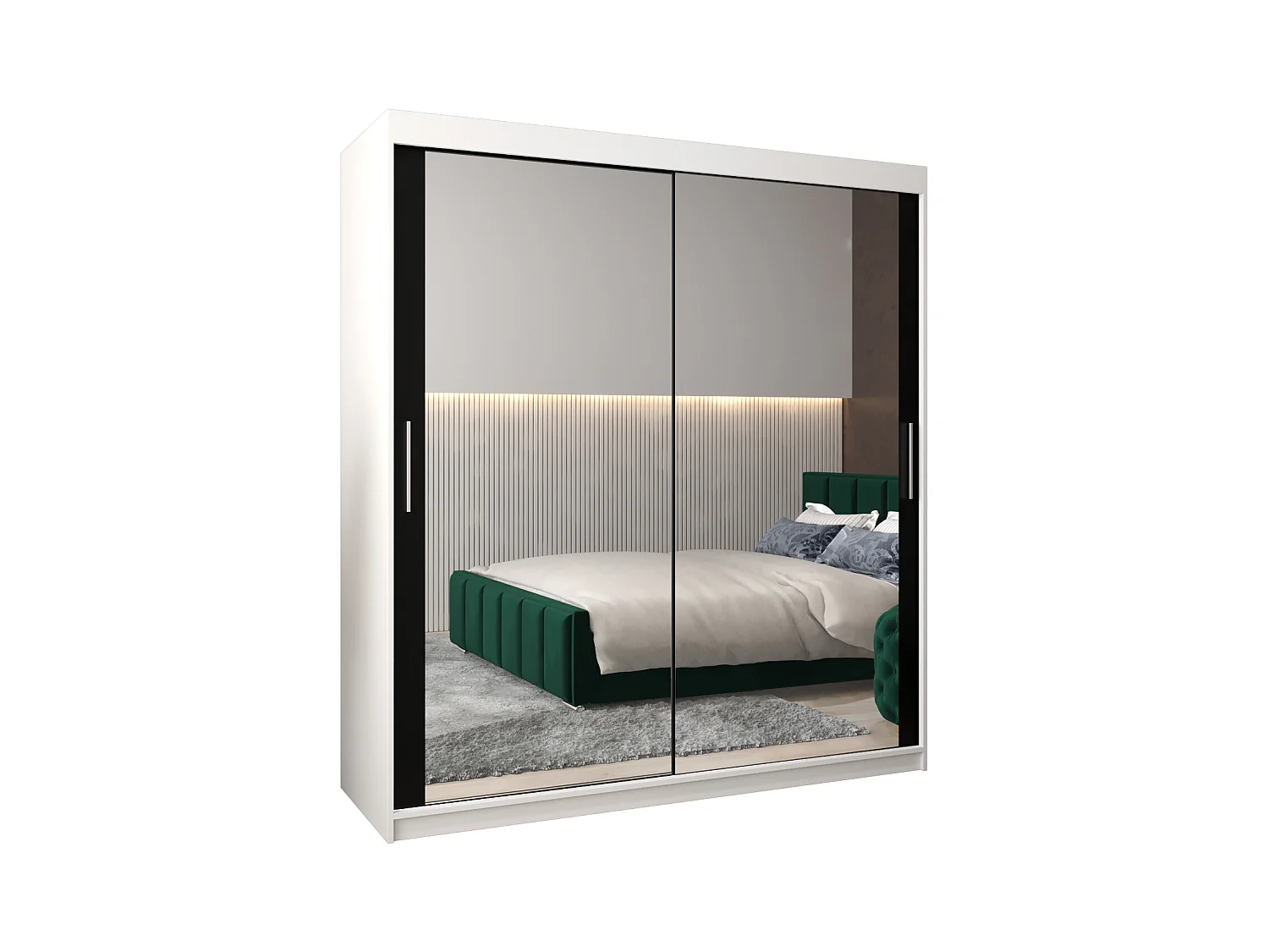 Armoire Tokyo 3 À Portes Coulissantes 200/180/62 2 portes (Blanc/Noir)