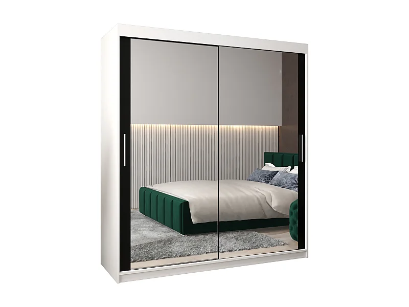 Armoire Tokyo 3 À Portes Coulissantes 200/180/62 2 portes (Blanc/Noir)