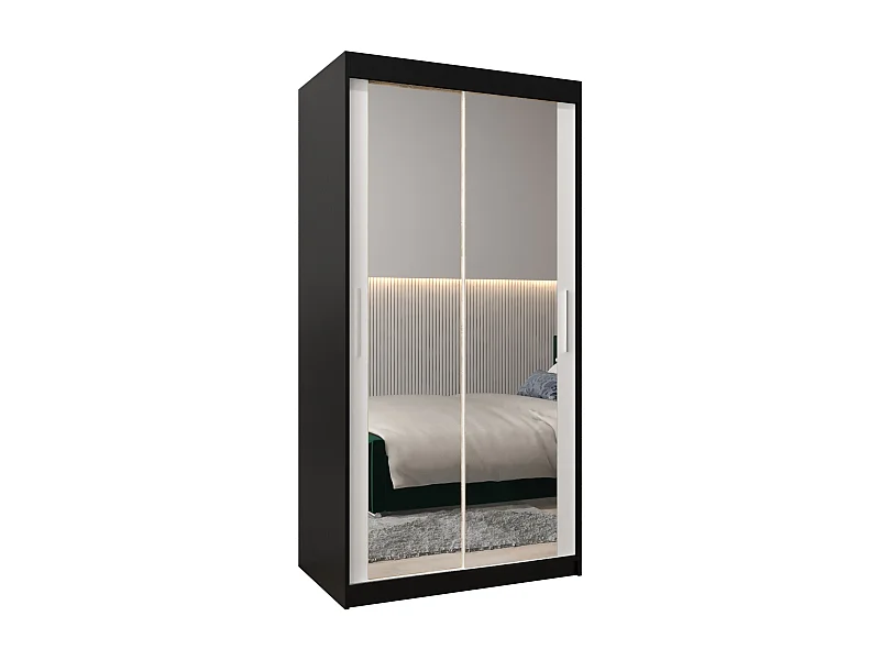 Armoire Tokyo 3 À Portes Coulissantes 200/100/62 2 portes (Noir/Blanc)