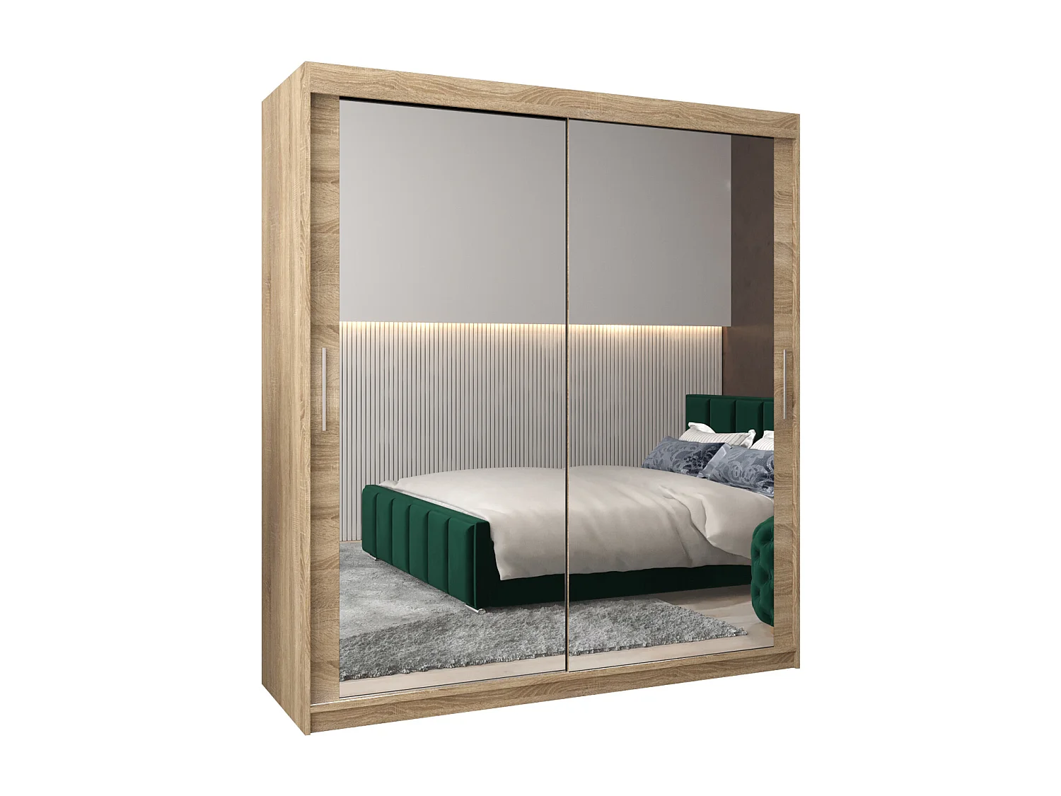 Schwebetürenschrank Tokyo 3 200/180/62 2-Türig (Sonoma)