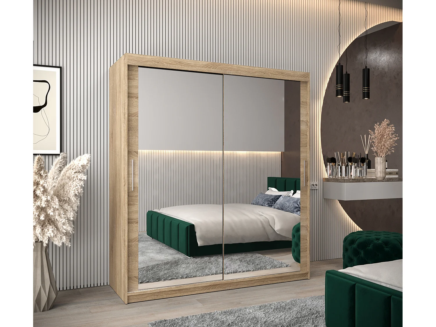 Schwebetürenschrank Tokyo 3 200/180/62 2-Türig (Sonoma)