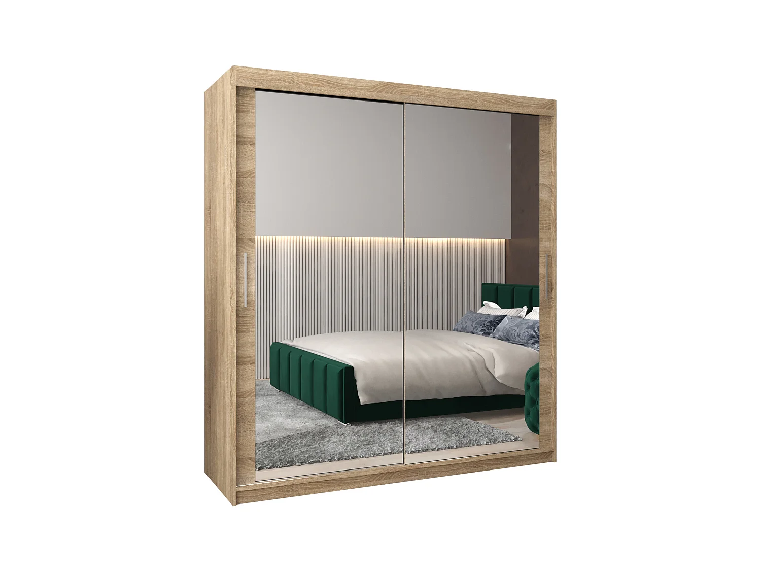 Schwebetürenschrank Tokyo 3 200/180/62 2-Türig (Sonoma)