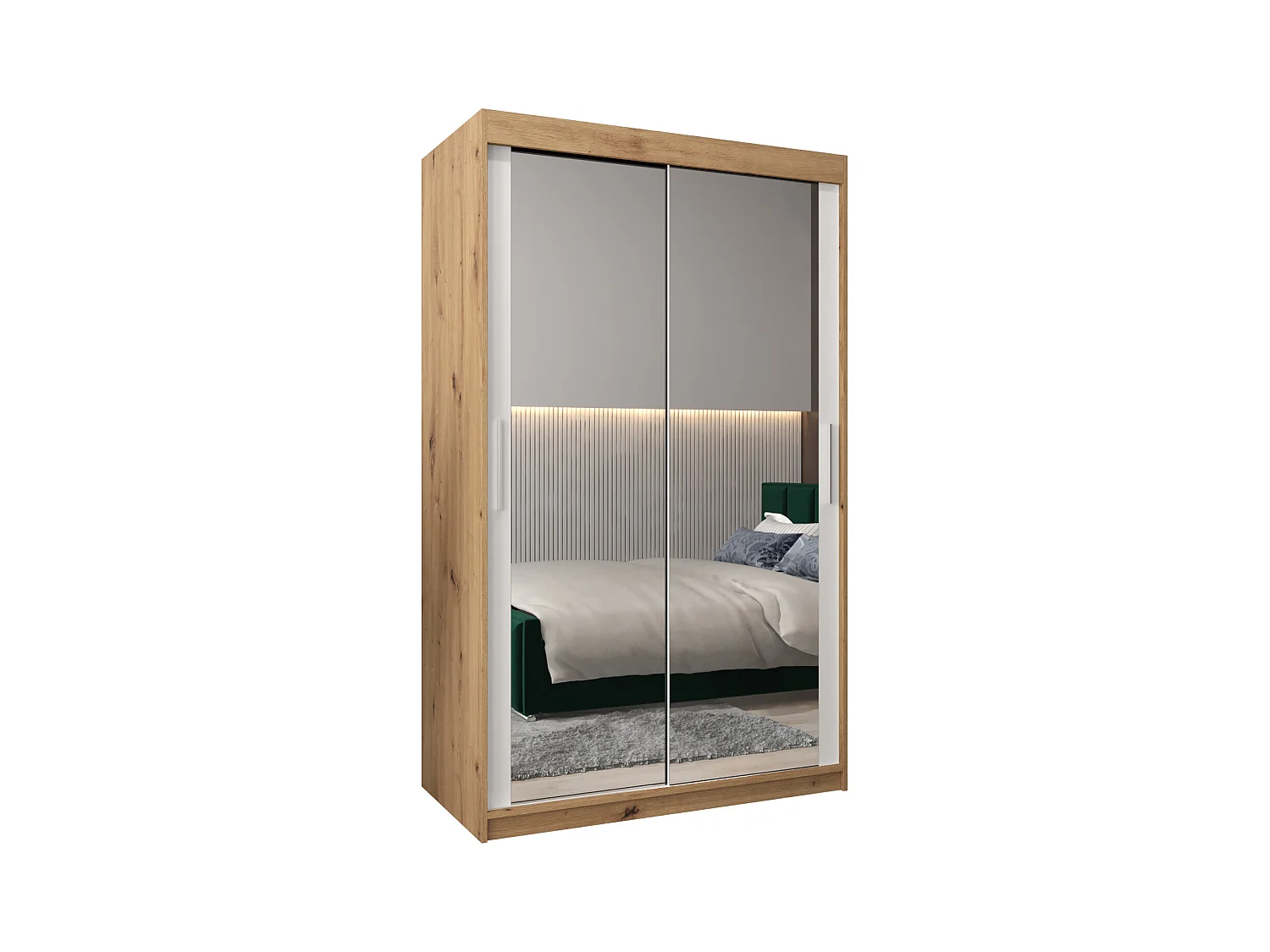 Armoire Tokyo 3 À Portes Coulissantes 200/120/62 2 portes (Artisan/Blanc)