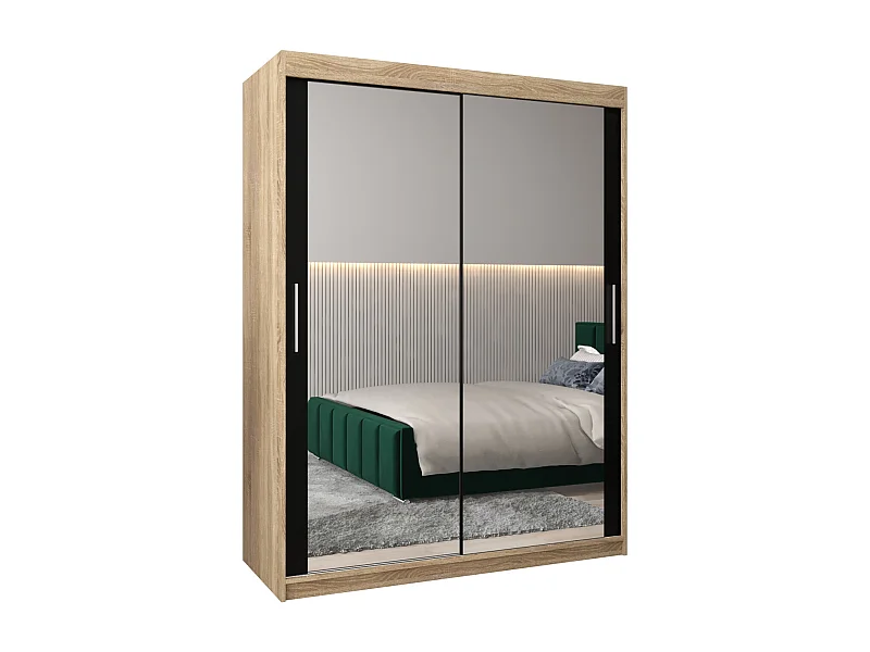Armoire Tokyo 3 À Portes Coulissantes 200/150/62 2 portes (Sonoma/Noir)