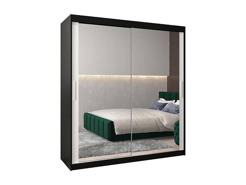 Armoire Tokyo 3 À Portes Coulissantes 200/180/62 2 portes (Noir/Blanc)
