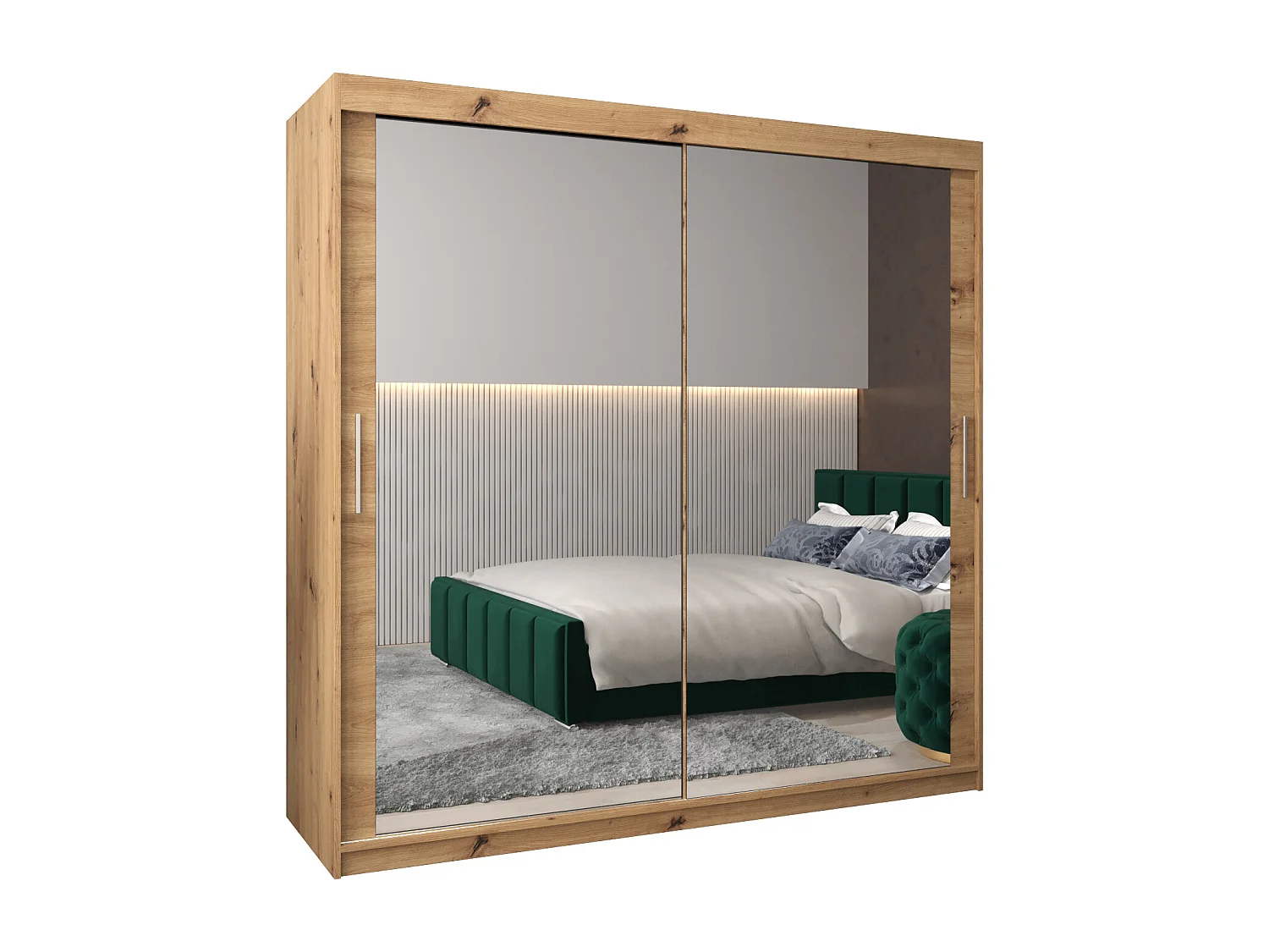 Schwebetürenschrank Tokyo 3 200/200/62 2-Türig (Artisan)