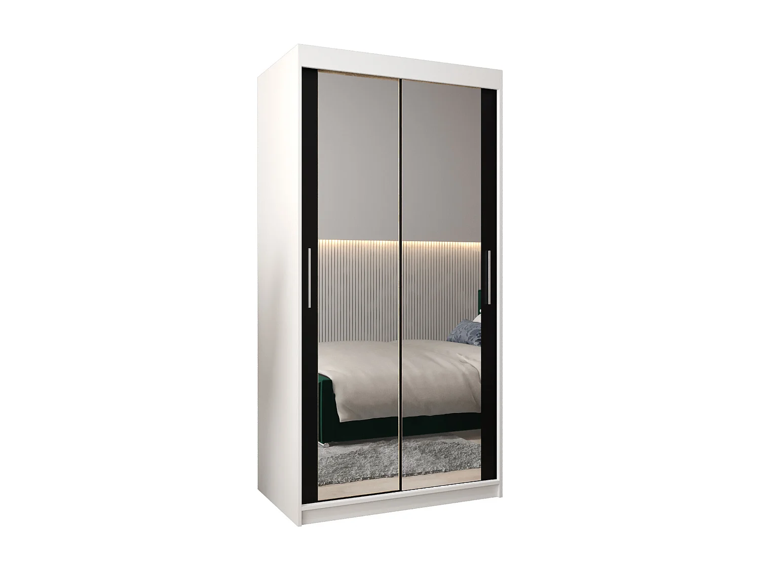 Armadio Tokyo 3 ad ante scorrevoli 200/100/62 2 porte (bianco/nero)