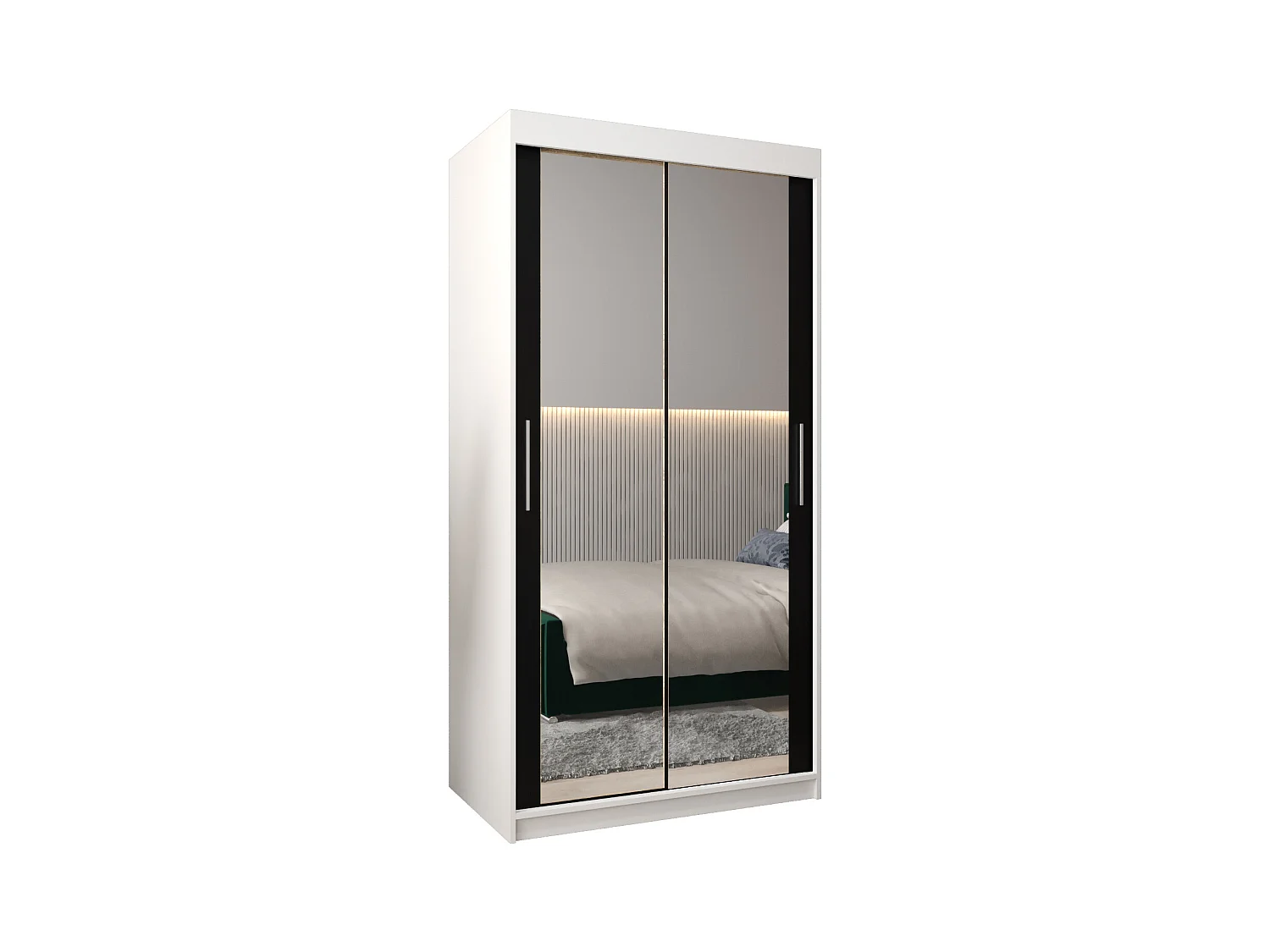 Schwebetürenschrank Tokyo 3 200/100/62 2-Türig (Weiß/Schwarz)