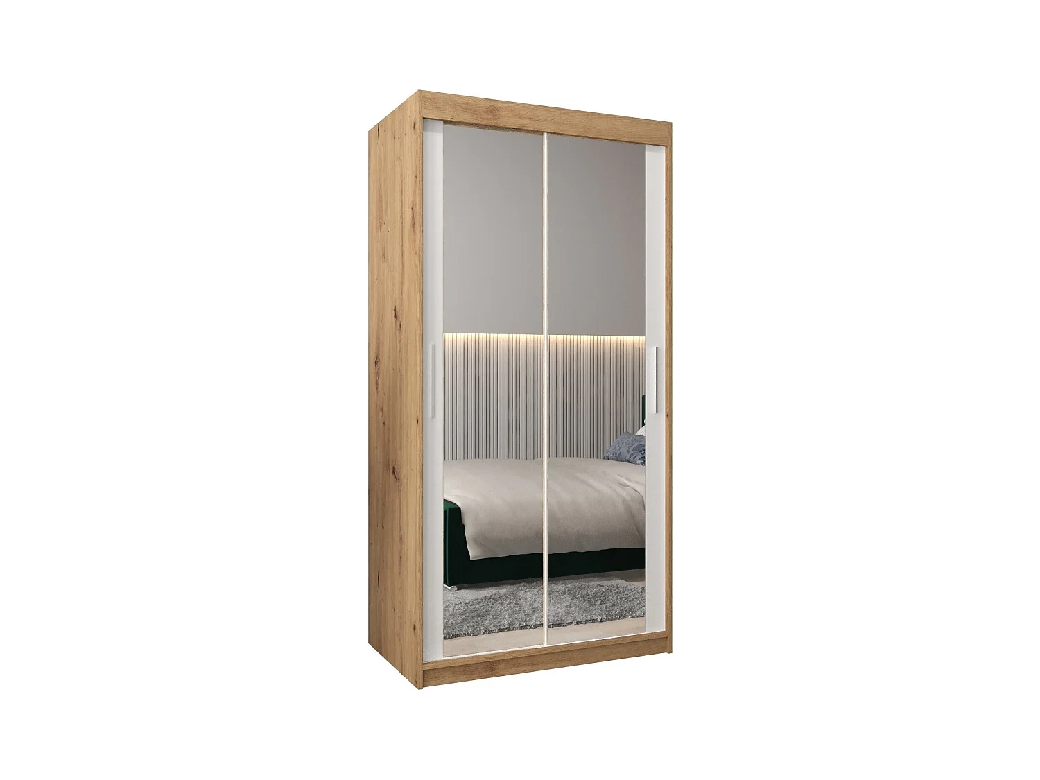 Schwebetürenschrank Tokyo 3 200/100/62 2-Türig (Artisan/Weiß)