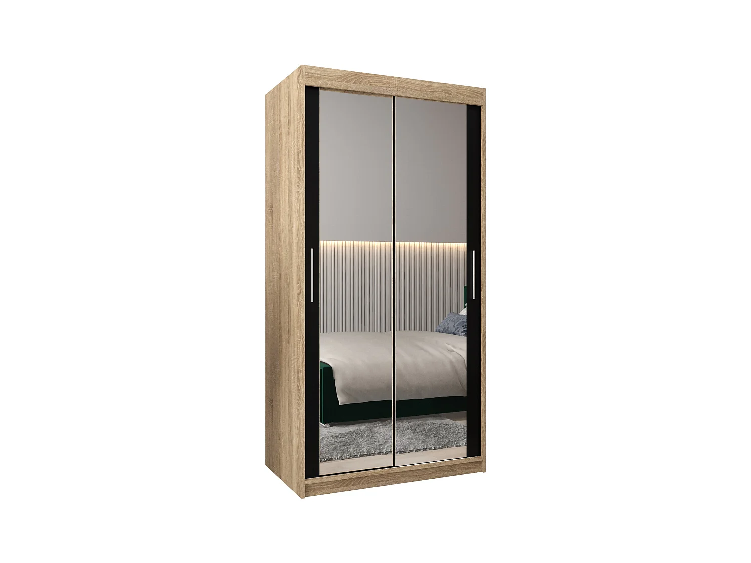 Schwebetürenschrank Tokyo 3 200/100/62 2-Türig (Sonoma/Schwarz)