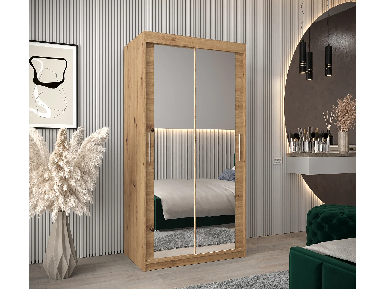 Schwebetürenschrank Tokyo 3 200/100/62 2-Türig (Artisan)