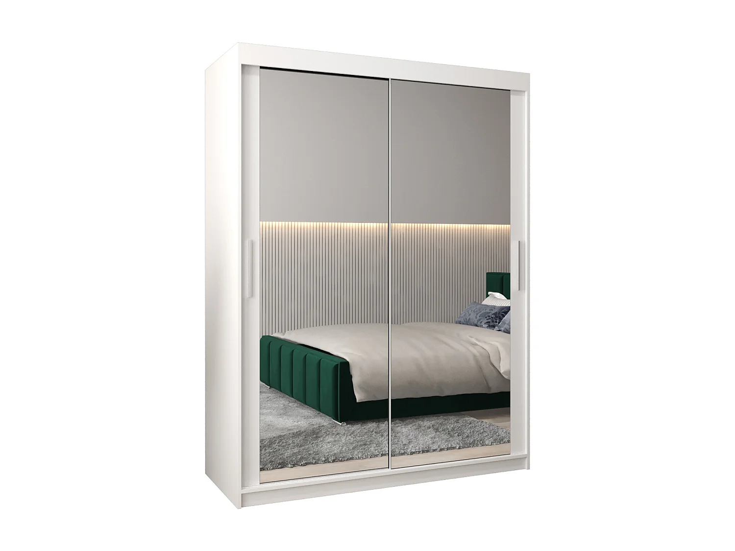 Schwebetürenschrank Tokyo 3 200/150/62 2-Türig (Weiß)