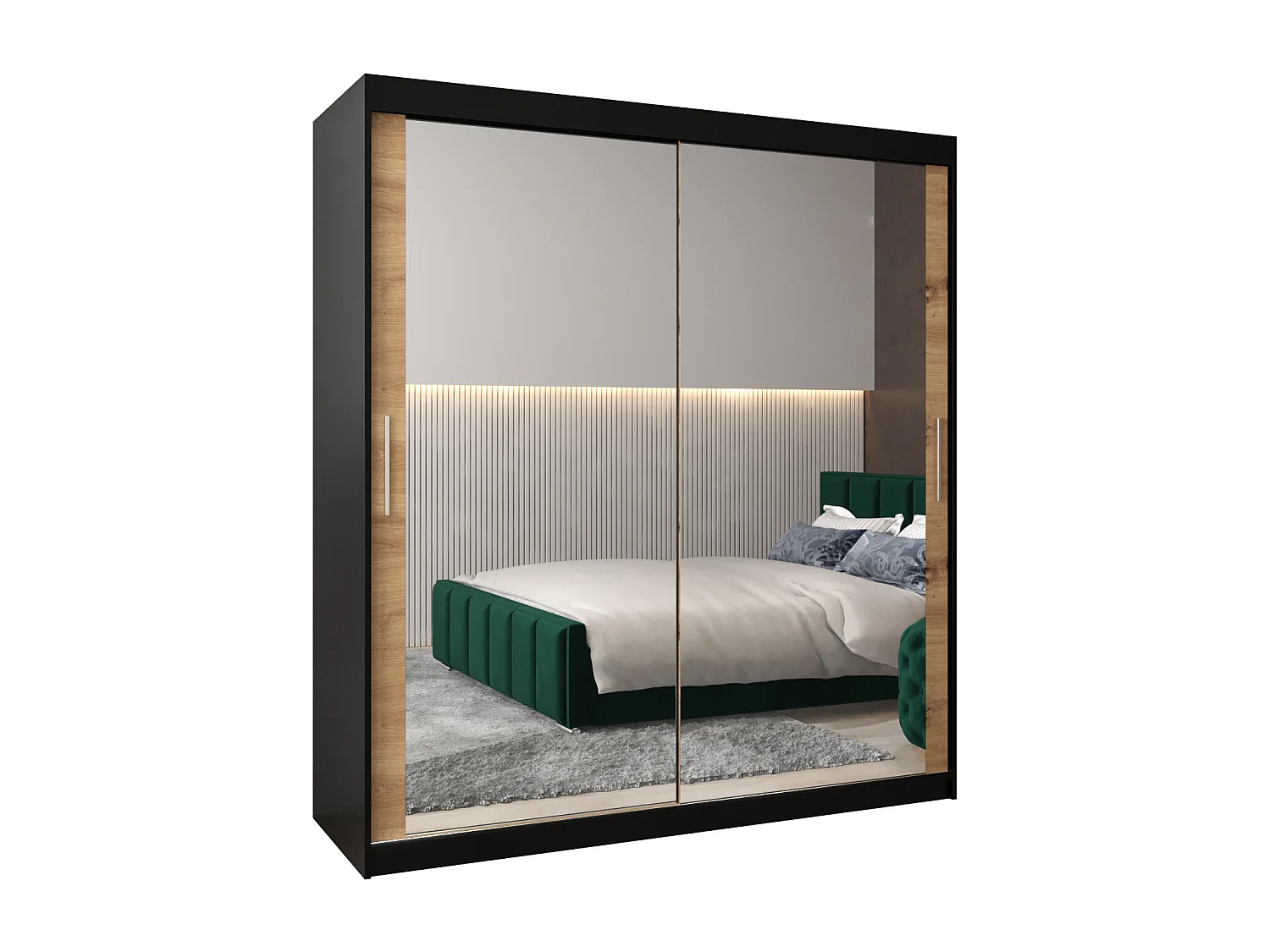 Armoire Tokyo 3 À Portes Coulissantes 200/180/62 2 portes (Noir/Artisan)