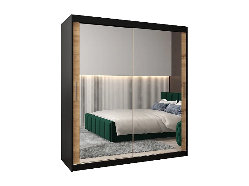 Armoire Tokyo 3 À Portes Coulissantes 200/180/62 2 portes (Noir/Artisan)