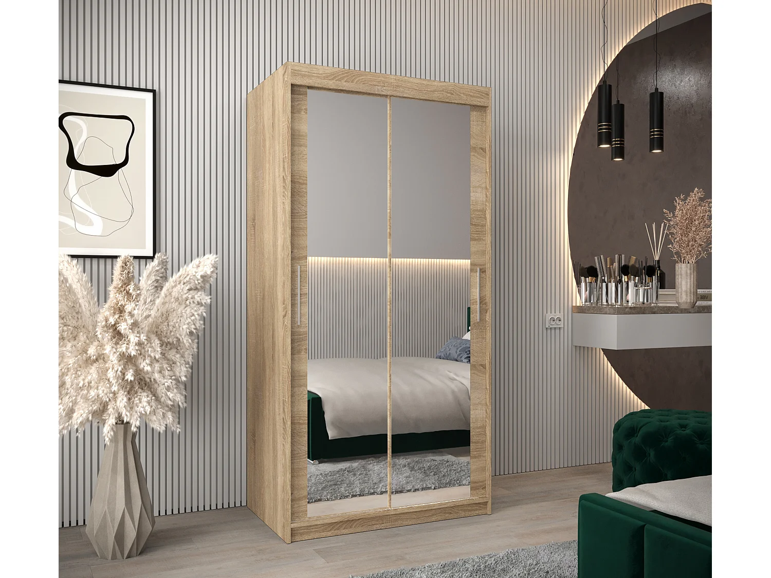 Schwebetürenschrank Tokyo 3 200/100/62 2-Türig (Sonoma)