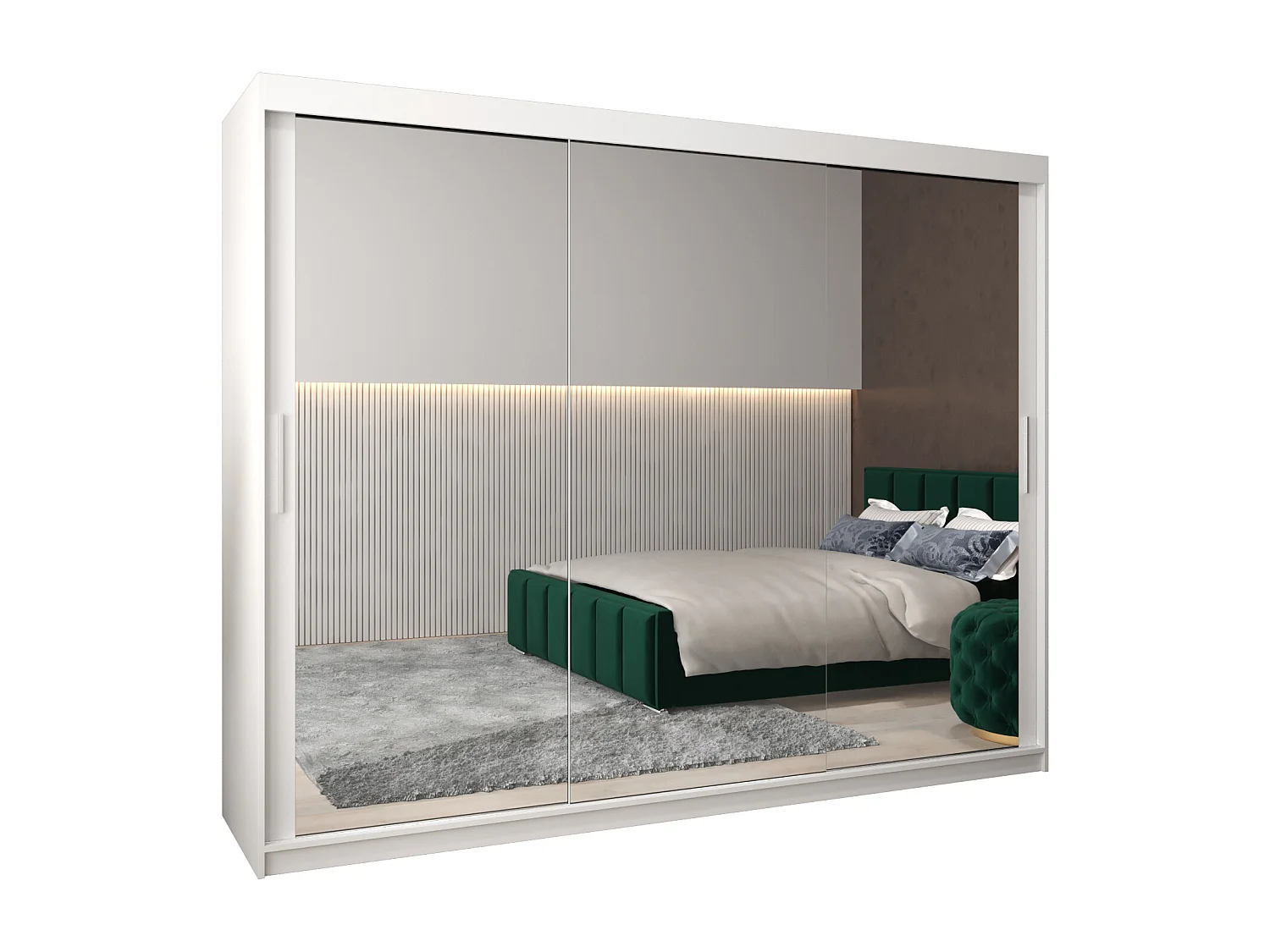 Schwebetürenschrank Tokyo 3 200/250/62 2-Türig (Weiß)