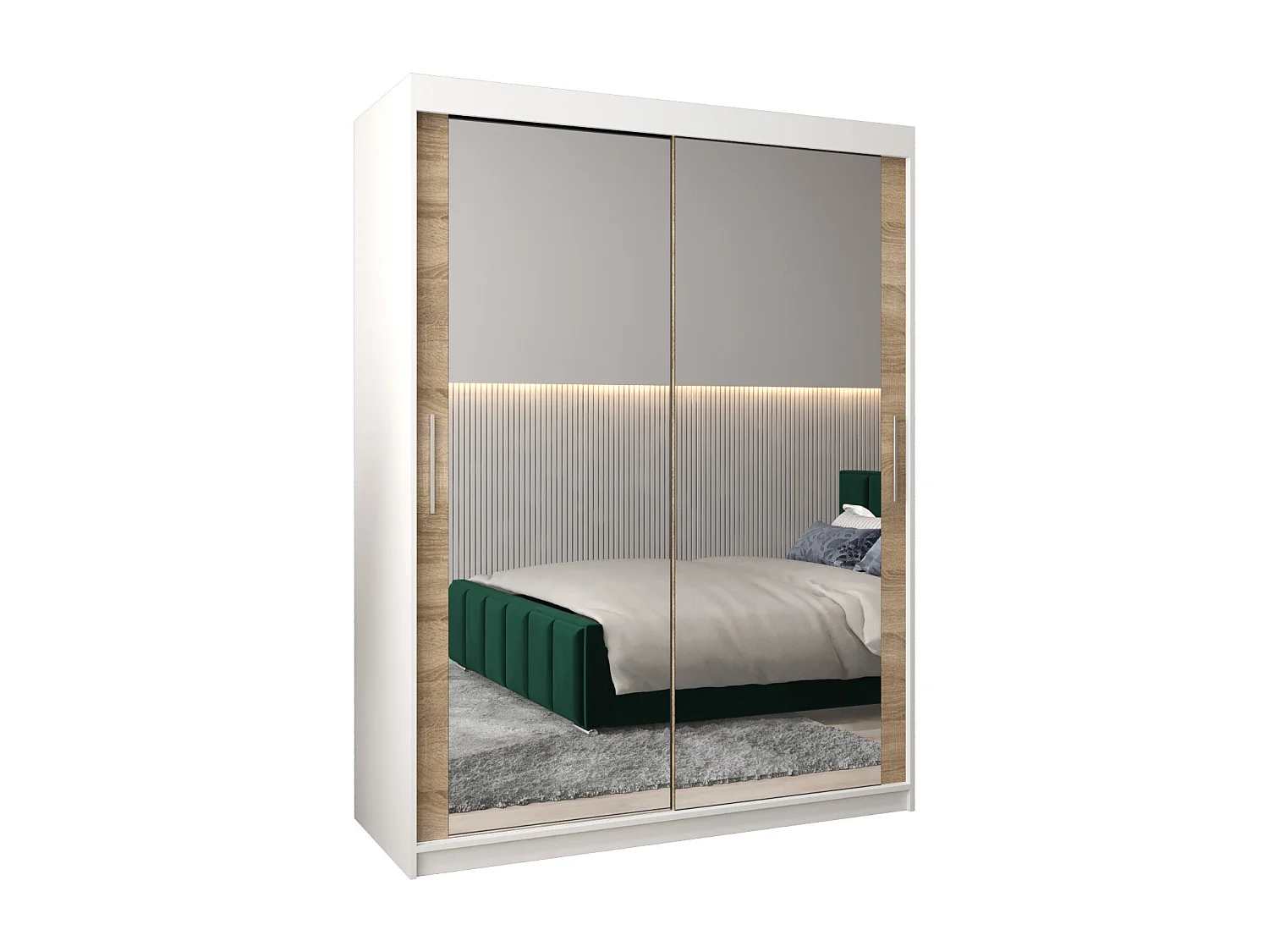 Tokyo 3 kledingkast met schuifdeuren 200/150/62 2 deuren (wit/sonoma)