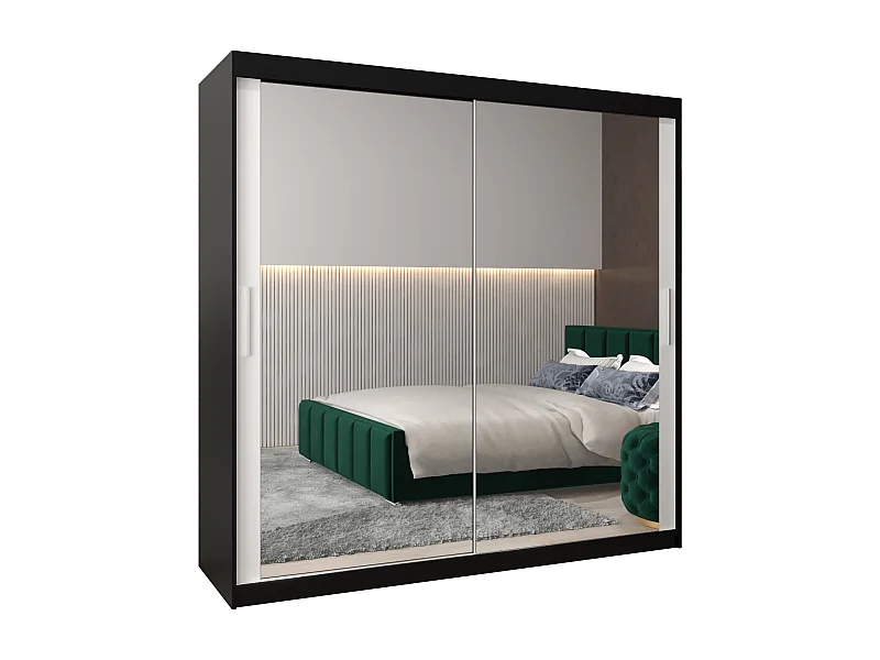 Schwebetürenschrank Tokyo 3 200/200/62 2-Türig (Schwarz/Weiß)