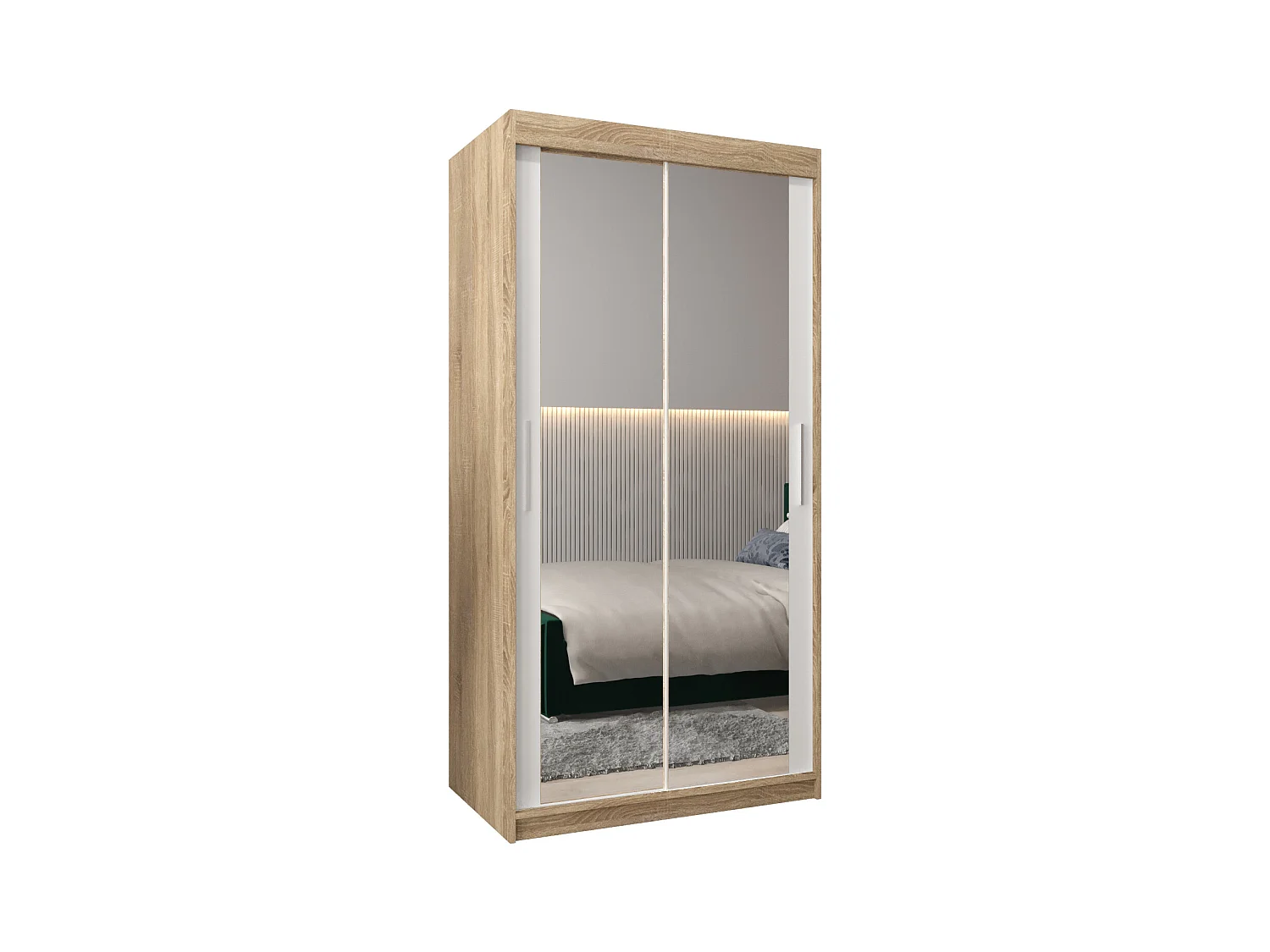 Schwebetürenschrank Tokyo 3 200/100/62 2-Türig (Sonoma/Weiß)