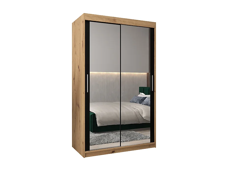 Armoire Tokyo 3 À Portes Coulissantes 200/120/62 2 portes (Artisan/Noir)