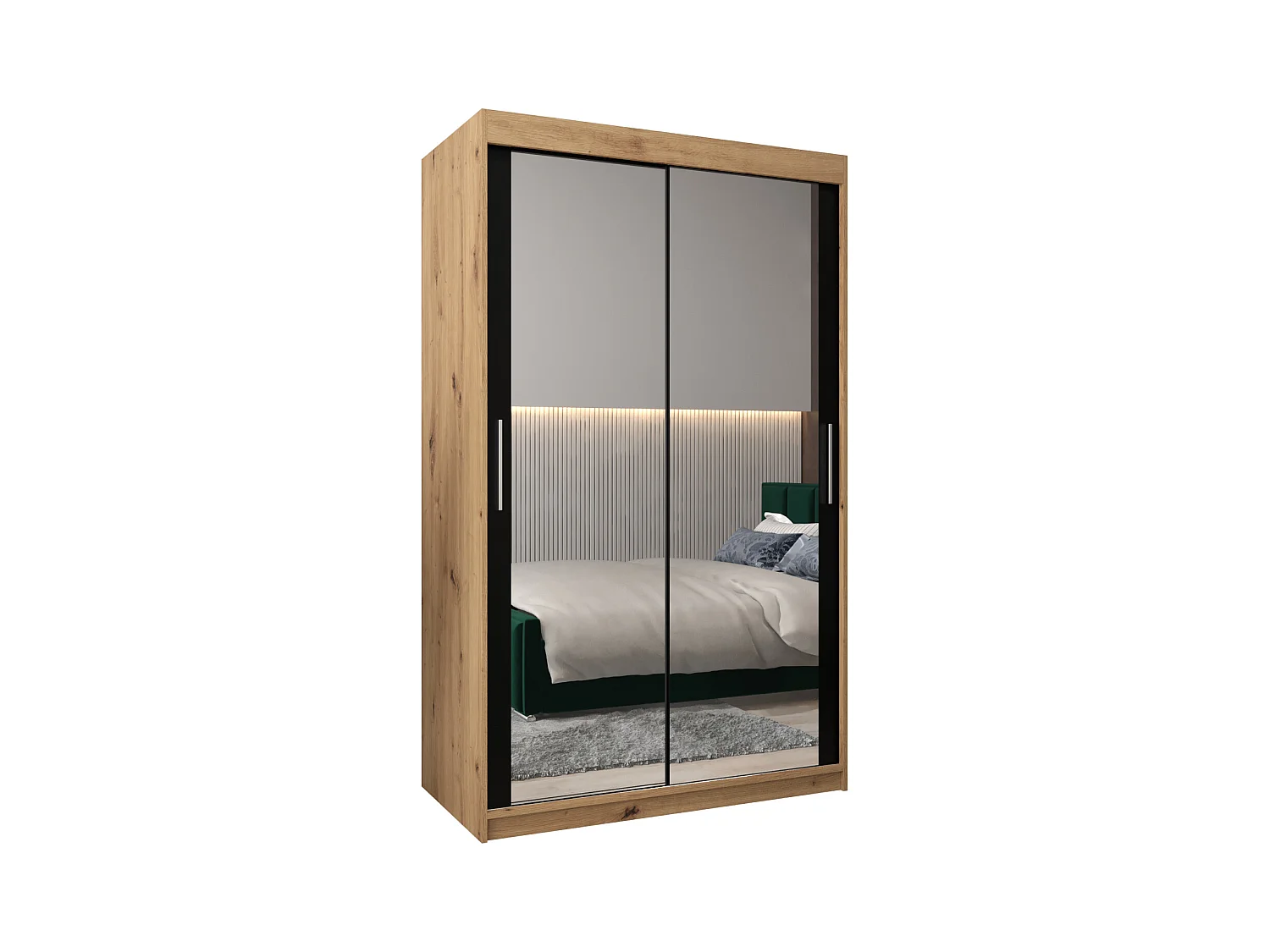 Armoire Tokyo 3 À Portes Coulissantes 200/120/62 2 portes (Artisan/Noir)
