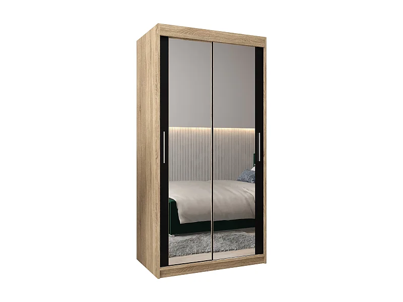 Armoire Tokyo 3 À Portes Coulissantes 200/120/62 2 portes (Sonoma/Noir)