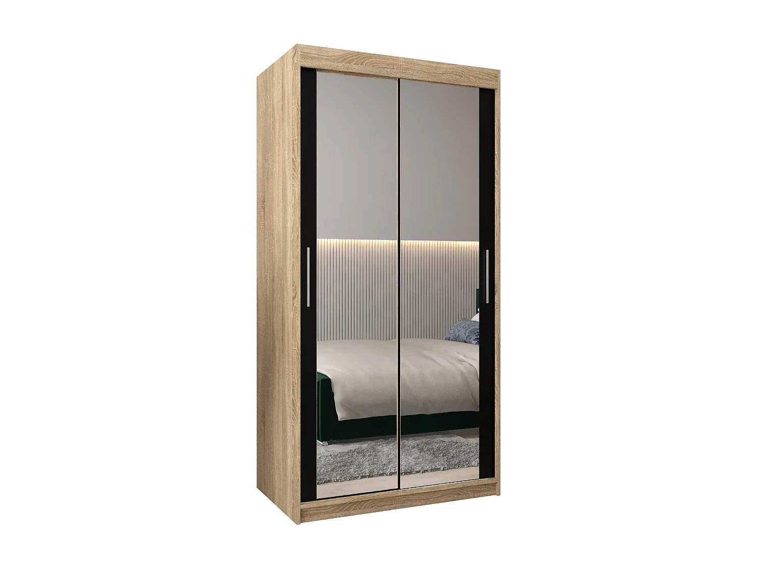 Armoire Tokyo 3 À Portes Coulissantes 200/120/62 2 portes (Sonoma/Noir)