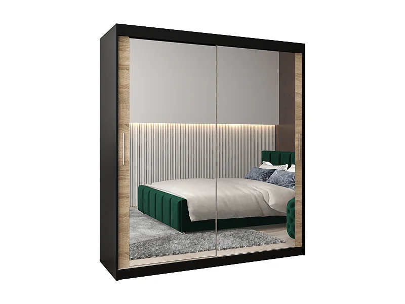 Armoire Tokyo 3 À Portes Coulissantes 200/180/62 2 portes (Noir/Sonoma)