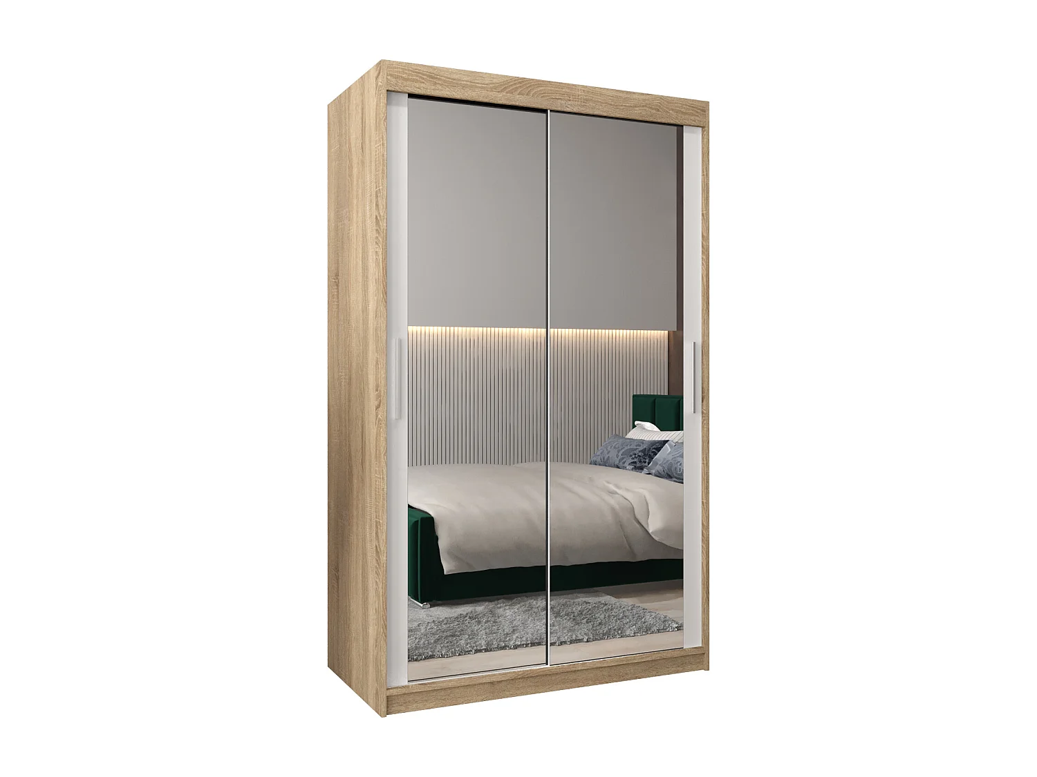 Armadio Tokyo 3 ad ante scorrevoli 200/120/62 2 porte (sonoma/bianco)