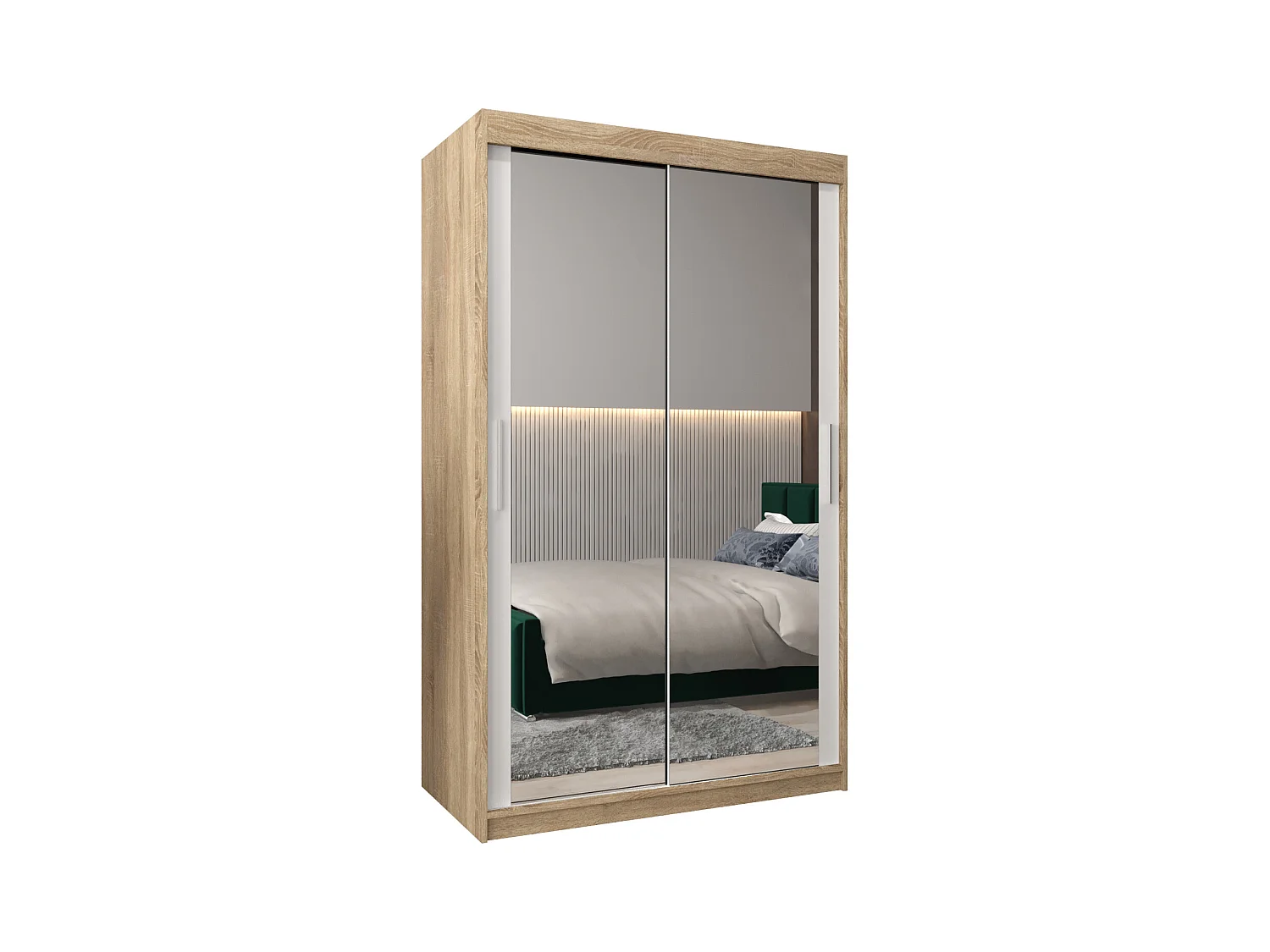 Armoire Tokyo 3 À Portes Coulissantes 200/120/62 2 portes (Sonoma/Blanc)