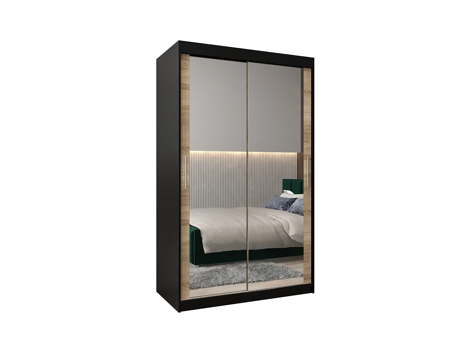 Armoire Tokyo 3 À Portes Coulissantes 200/120/62 2 portes (Noir/Sonoma)