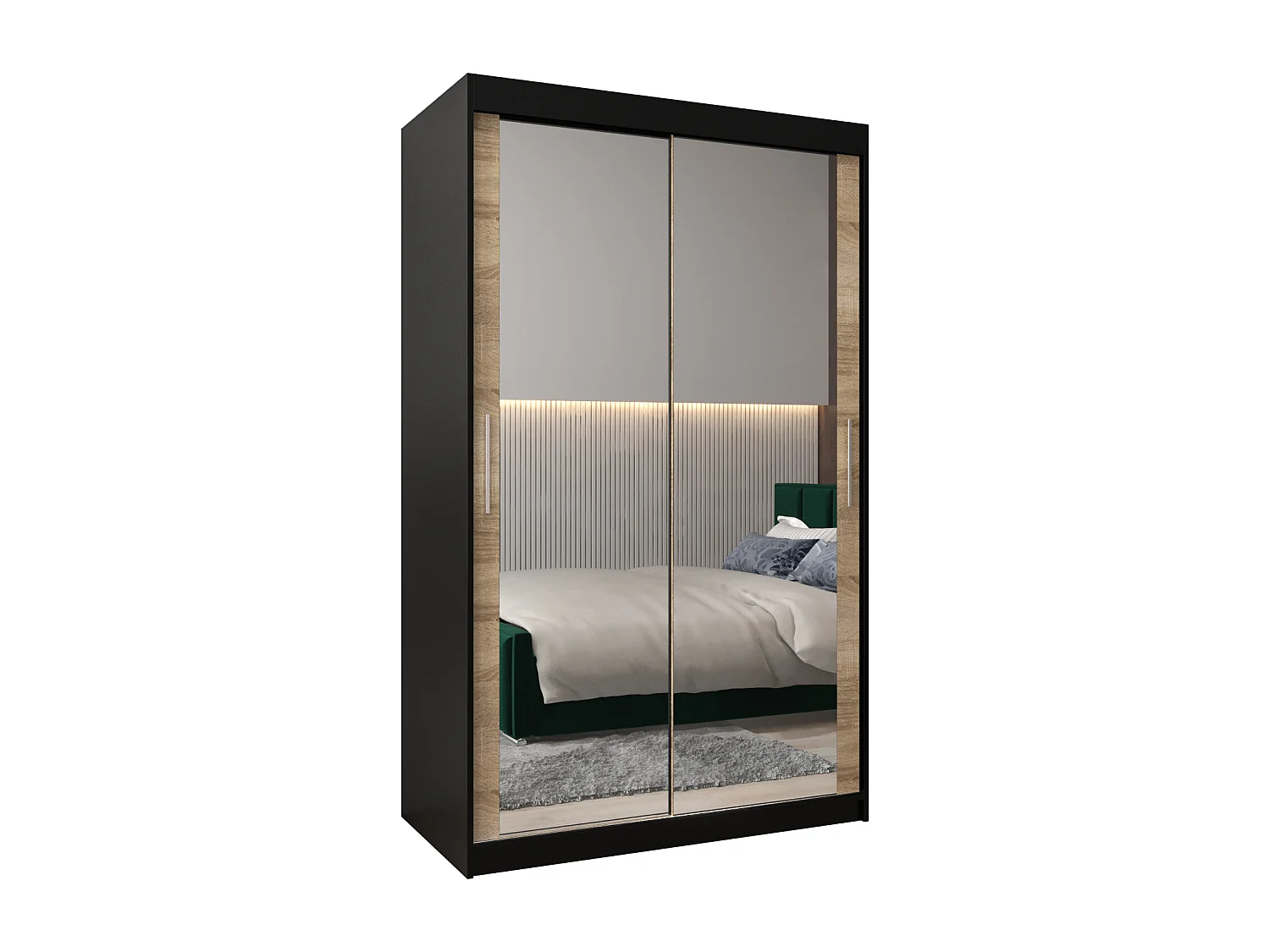 Armoire Tokyo 3 À Portes Coulissantes 200/120/62 2 portes (Noir/Sonoma)