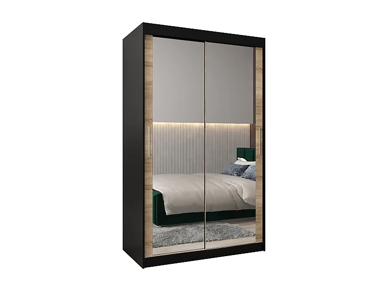 Tokyo 3 kledingkast met schuifdeuren 200/120/62 2 deuren (zwart/sonoma)