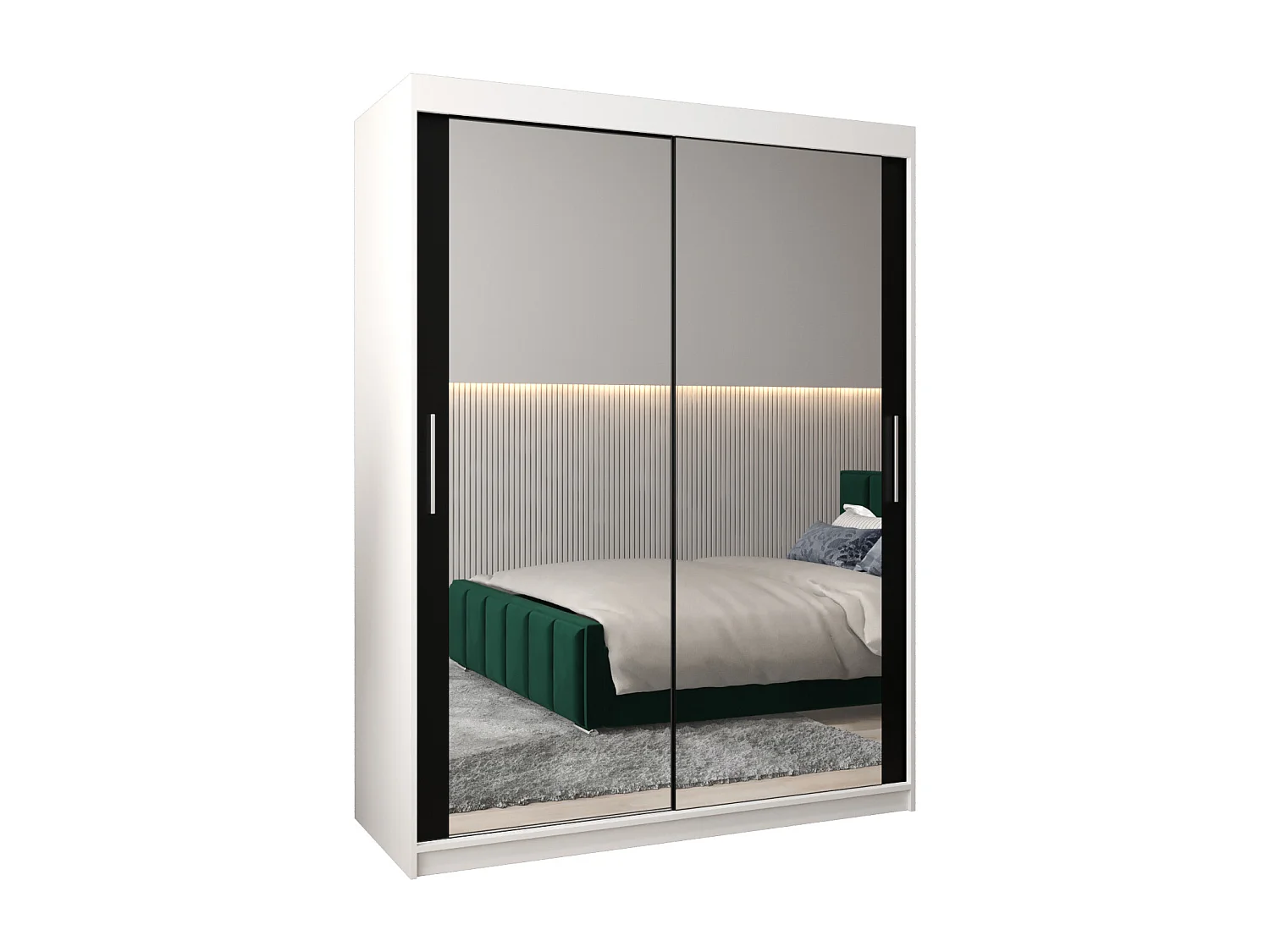 Armoire Tokyo 3 À Portes Coulissantes 200/150/62 2 portes (Blanc/Noir)