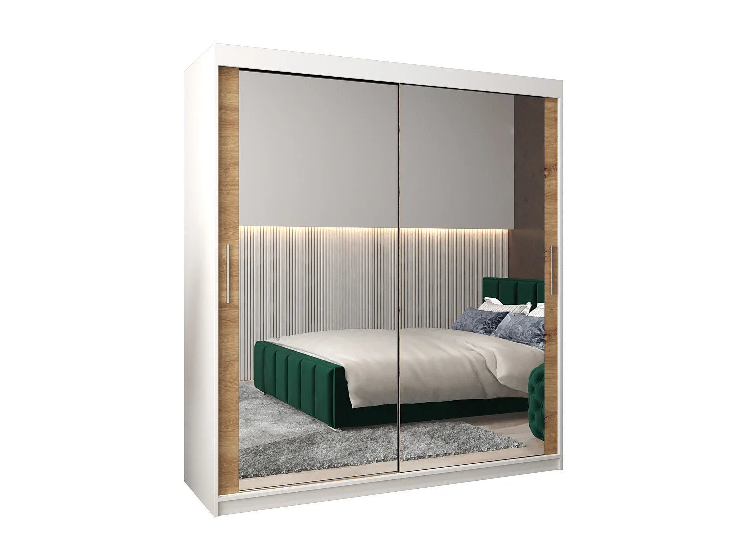 Armario Tokyo 3 de puertas correderas 200/180/62 2 puertas (blanco/artisan)