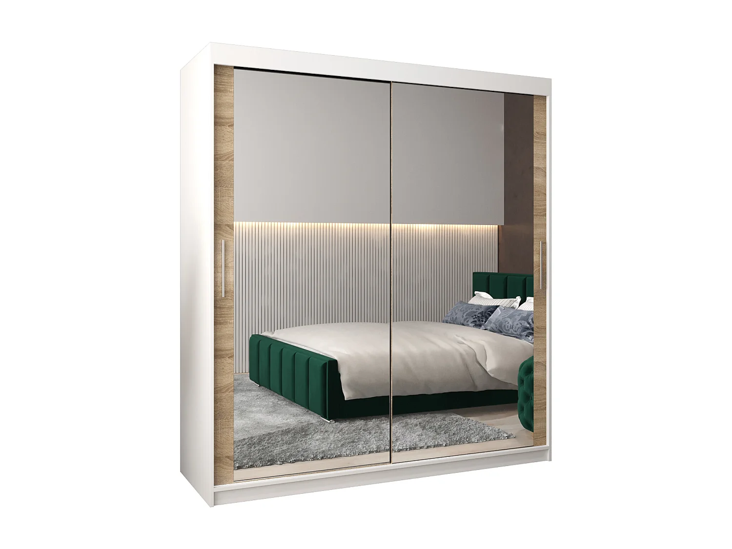 Armadio Tokyo 3 ad ante scorrevoli 200/180/62 2 porte (bianco/sonoma)