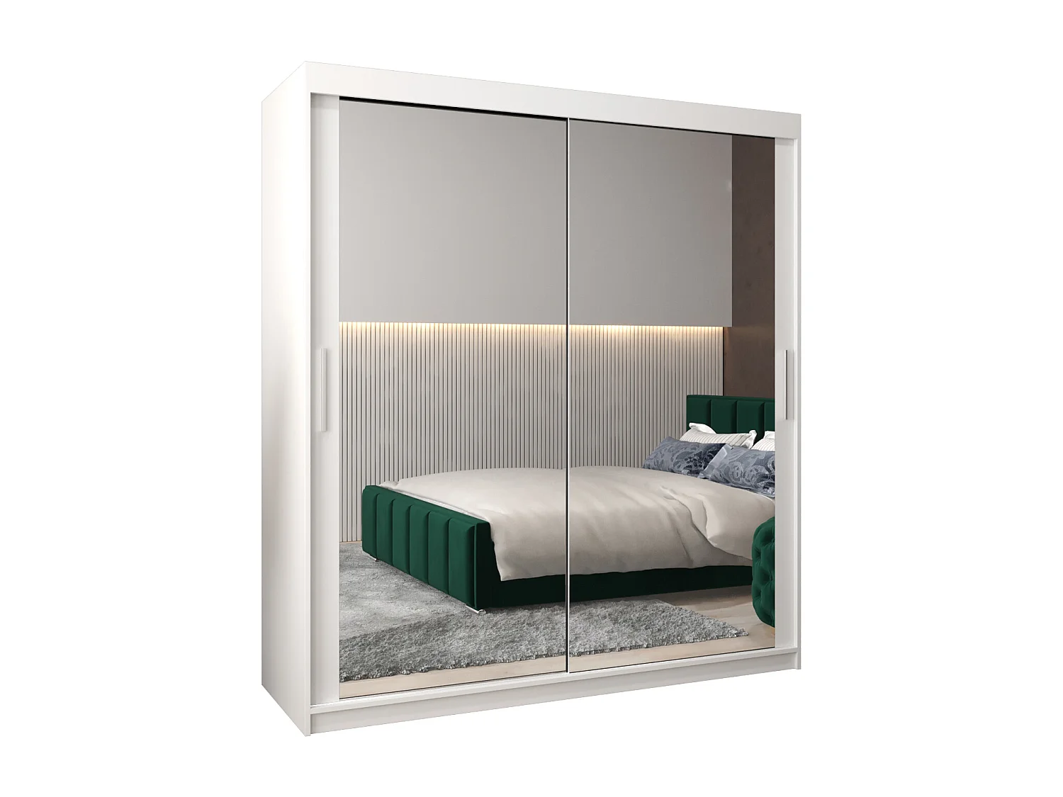 Schwebetürenschrank Tokyo 3 200/180/62 2-Türig (Weiß)