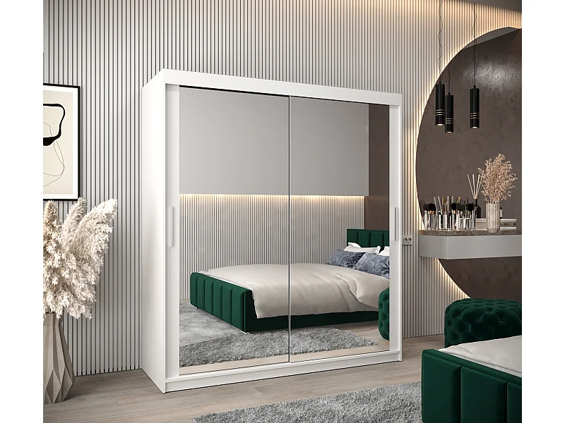 Armoire Tokyo 3 À Portes Coulissantes 200/180/62 2 portes (Blanc/Blanc)