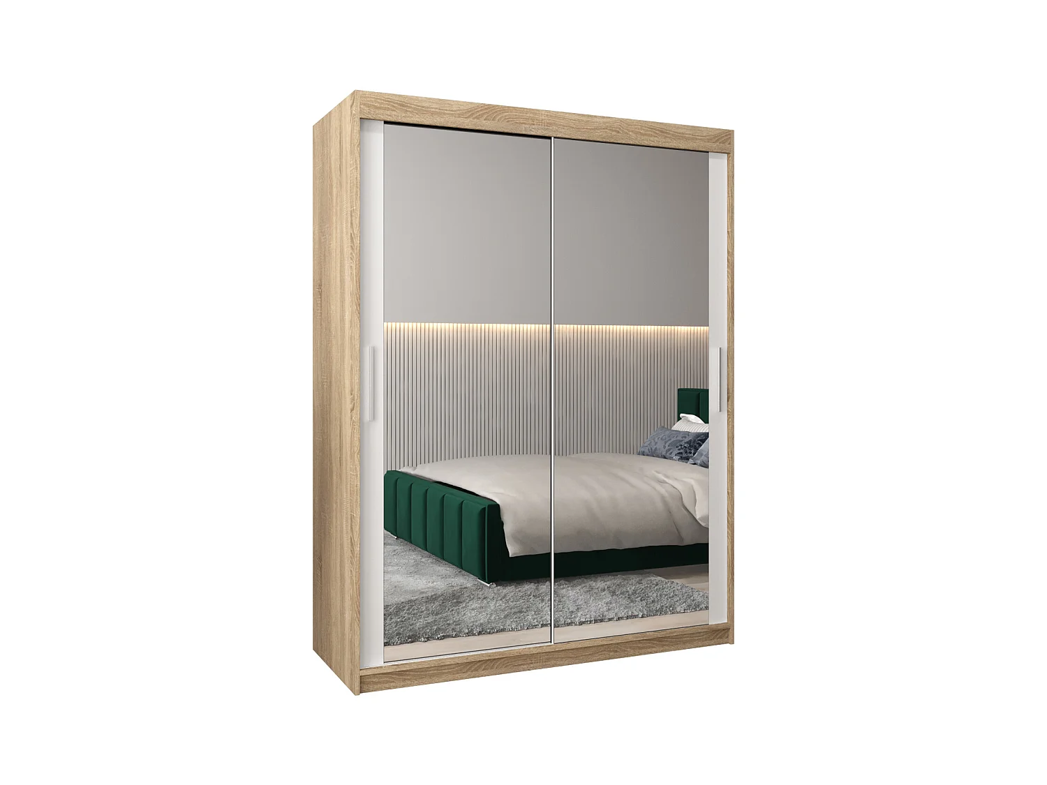 Armoire Tokyo 3 À Portes Coulissantes 200/150/62 2 portes (Sonoma/Blanc)