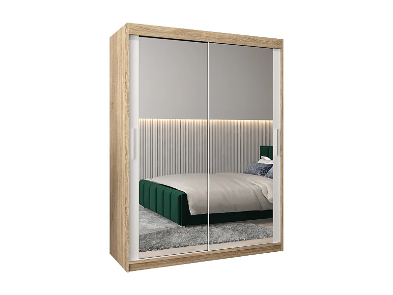 Armadio Tokyo 3 ad ante scorrevoli 200/150/62 2 porte (sonoma/bianco)