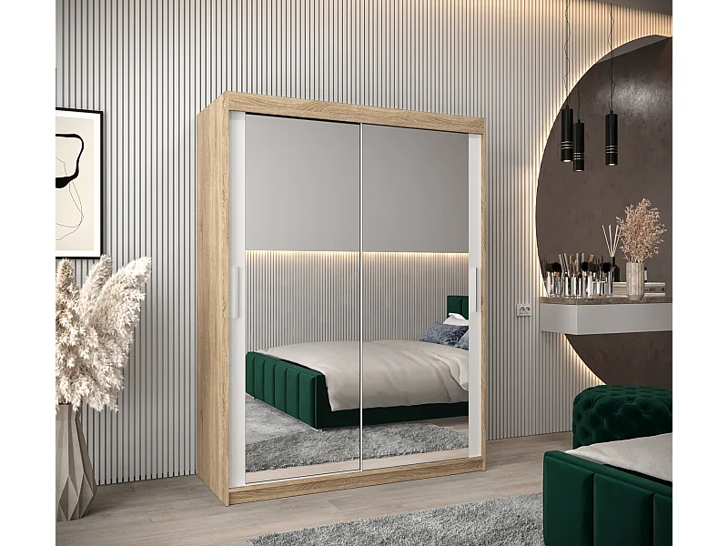 Armoire Tokyo 3 À Portes Coulissantes 200/150/62 2 portes (Sonoma/Blanc)