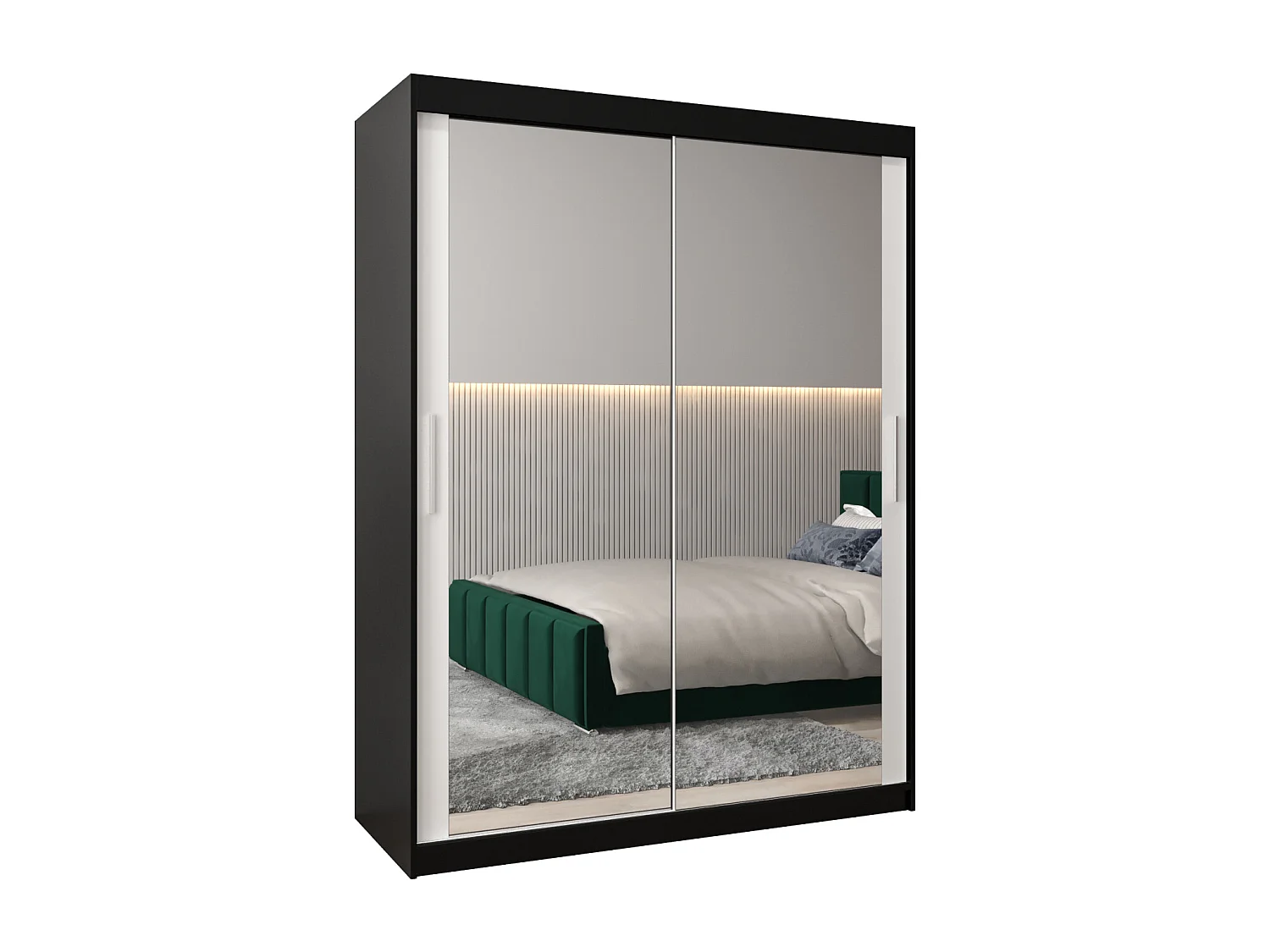 Armoire Tokyo 3 À Portes Coulissantes 200/150/62 2 portes (Noir/Blanc)