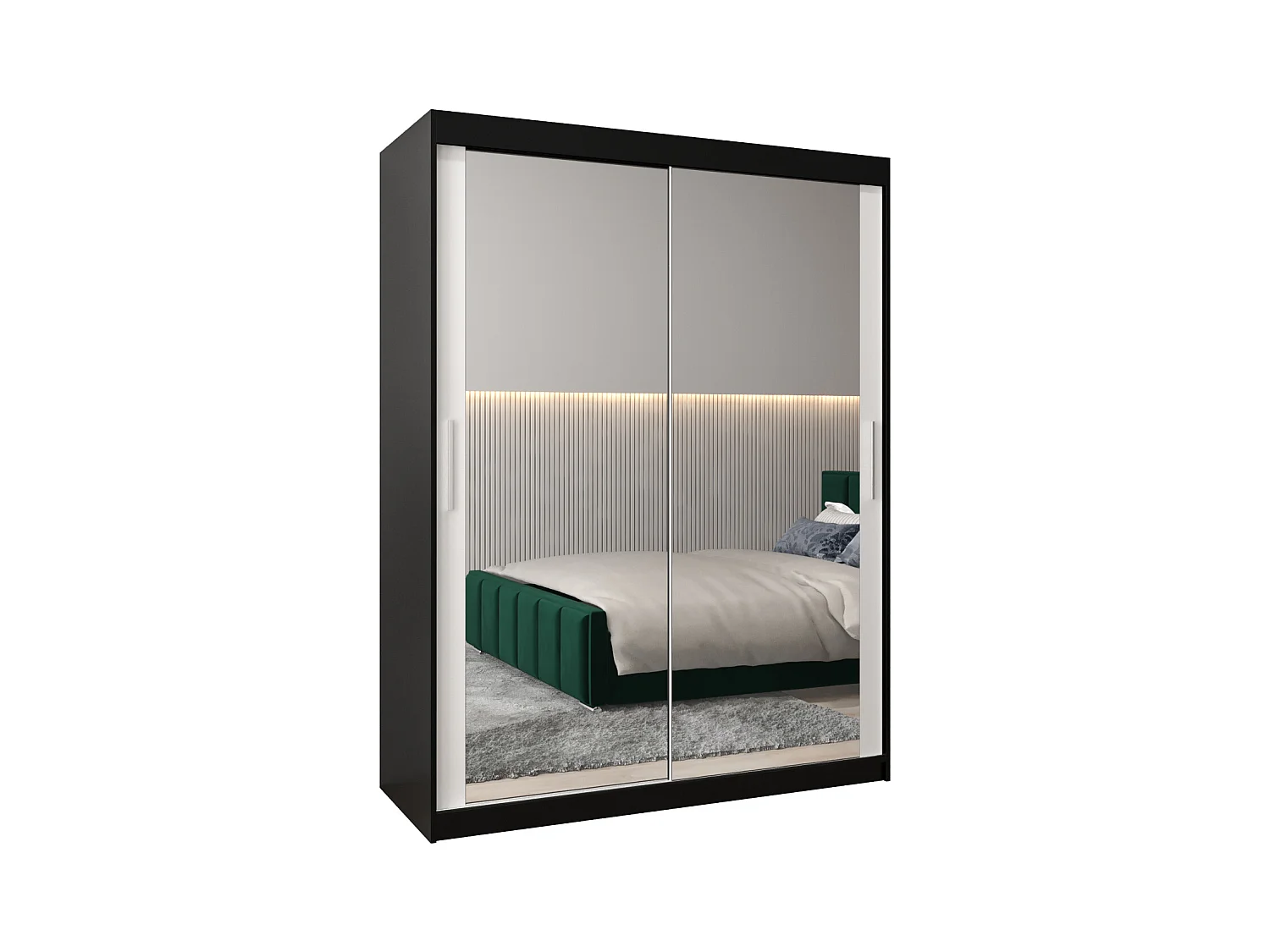 Armoire Tokyo 3 À Portes Coulissantes 200/150/62 2 portes (Noir/Blanc)