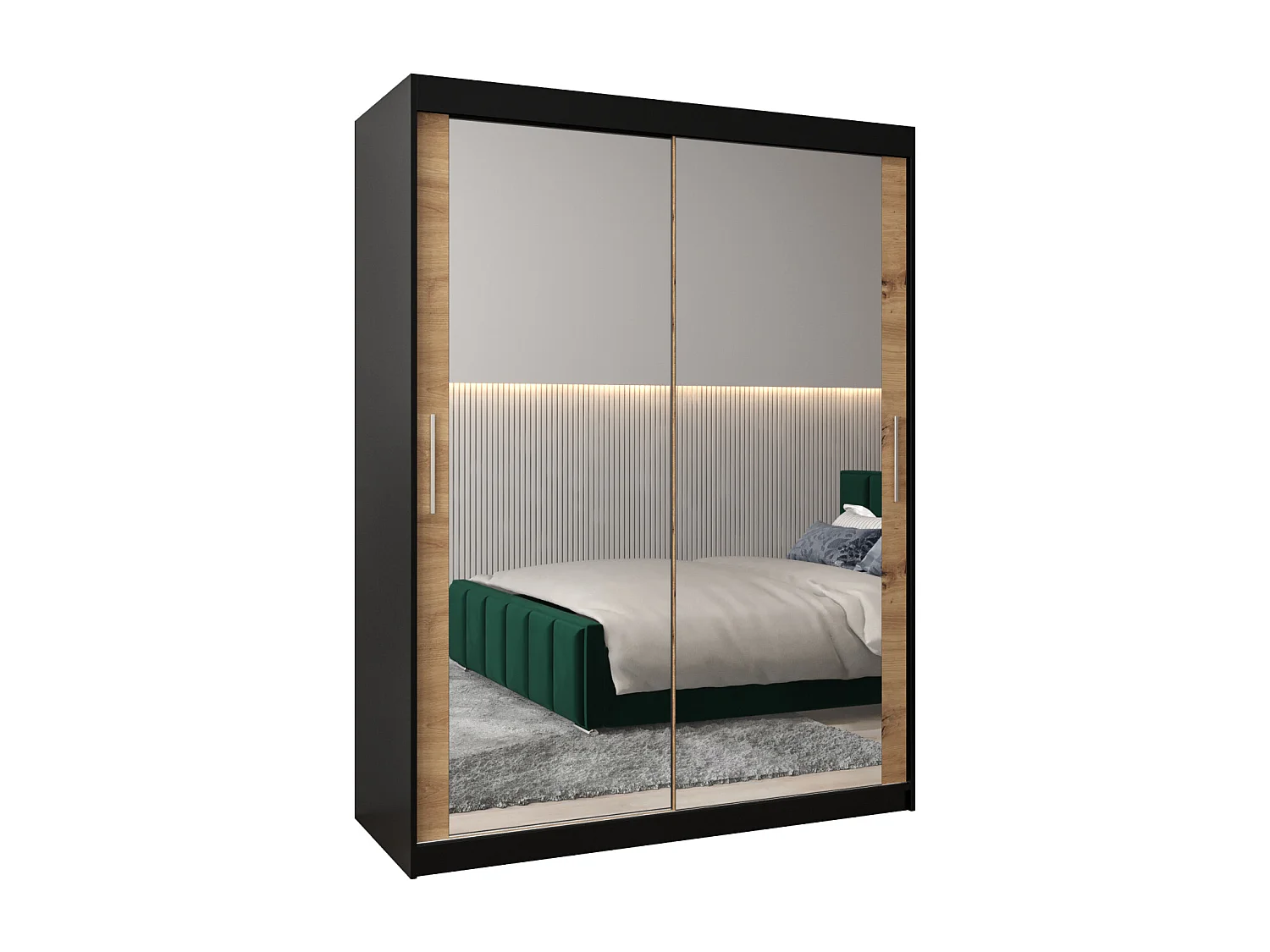 Armoire Tokyo 3 À Portes Coulissantes 200/150/62 2 portes (Noir/Artisan)