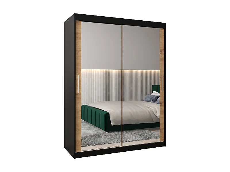 Armoire Tokyo 3 À Portes Coulissantes 200/150/62 2 portes (Noir/Artisan)