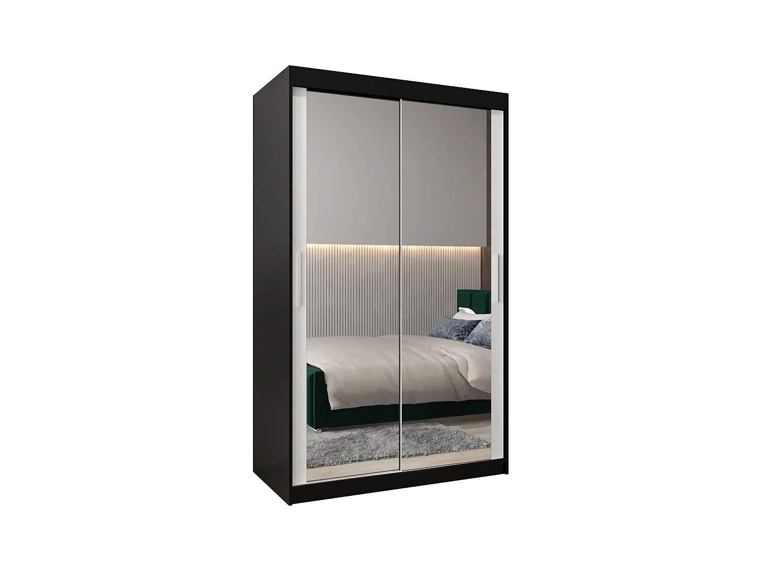 Armoire Tokyo 3 À Portes Coulissantes 200/120/62 2 portes (Noir/Blanc)